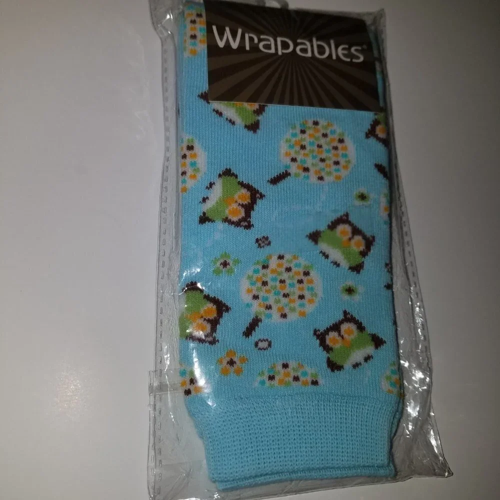 NEW 2 Wrapables Leg Warmers Baby Apparel Blue Chevron Owls Trees Orange Brown